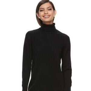 Apt 9 Black 100% Cashmere Turtleneck Sweater New Large Quiet Luxury Minimalist
